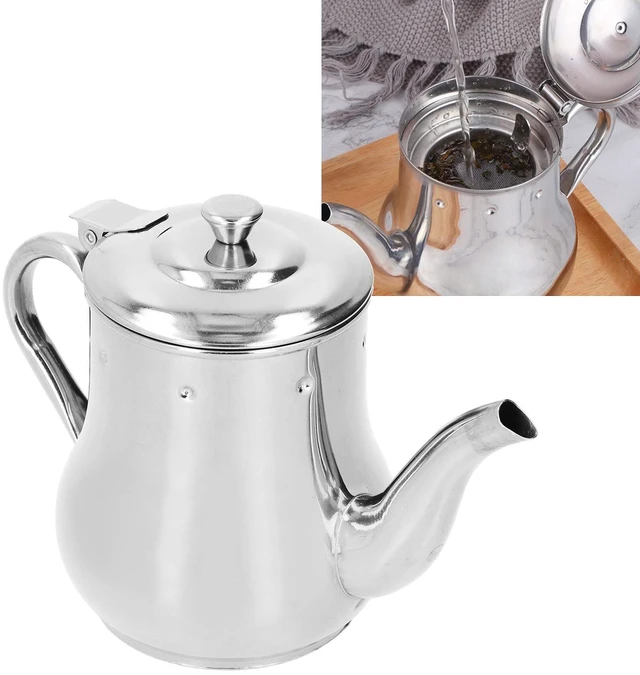 Alt view image 5 of 7 - Teapot with Removable Strainer, 30oz Stainless Steel Gooseneck Pour Over Kettle Modern Silver Small Coffee Tea Pot Infuser for 1-3 People, for Loose Leaf Tea & Pour-Over Coffee
