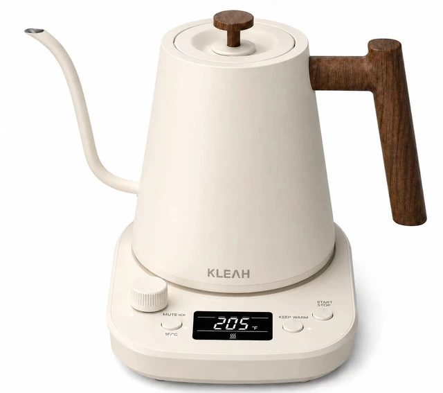 Main image of Gooseneck Electric Kettle with Temperature Control - 0.8L Automatic Shut Off Tea & Coffee Kettle, Hot Water Boiler Pour Over Coffee Kettle, 1200W Quick Heating Keep Warm, Bone White