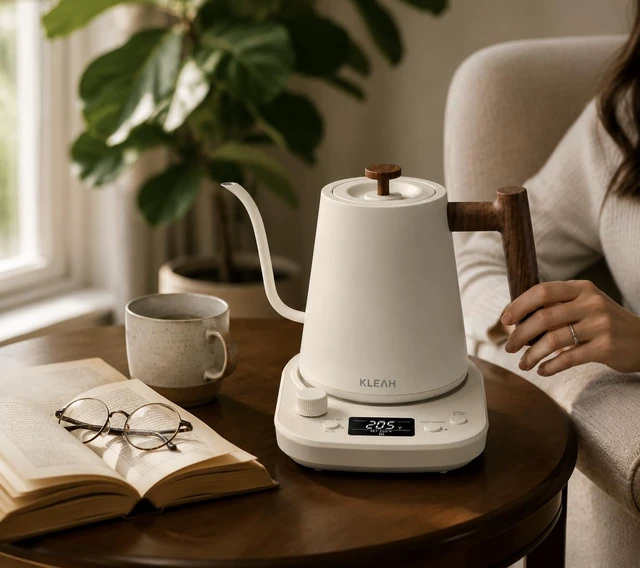 Alt view image 6 of 7 - Gooseneck Electric Kettle with Temperature Control - 0.8L Automatic Shut Off Tea & Coffee Kettle, Hot Water Boiler Pour Over Coffee Kettle, 1200W Quick Heating Keep Warm, Bone White