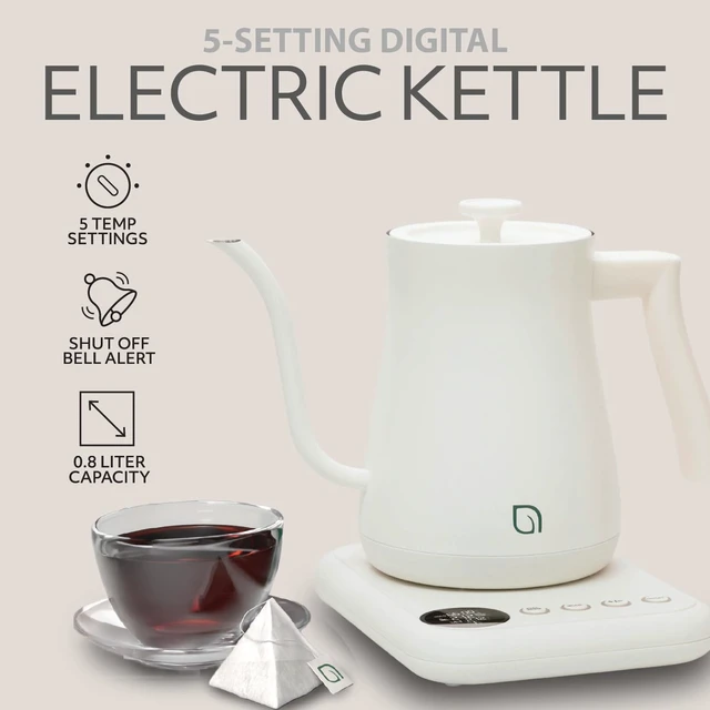 Alt view image 2 of 7 - ECO SERIES Gooseneck Electric Kettle with 5 Temperature Presets and Keep Warm Feature, 0.8L Pour Over Kettle for Coffee & Tea 1200W Quick Heating with 100% Stainless Steel Interior Water Heater