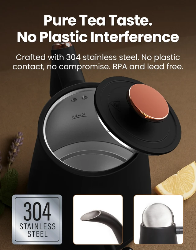 Alt view image 3 of 7 - Electric Gooseneck Kettle 0.8L, Pour Over Coffee & Tea, Temp Control | Boil-dry protection, keep-warm function, BPA-free stainless steel body. Includes #2 coffee filters