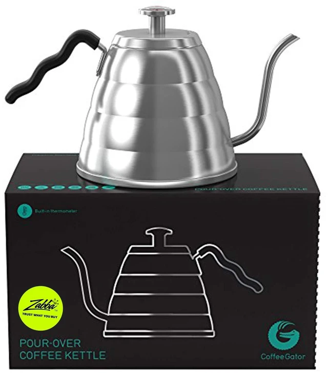 Main image of Gooseneck Kettle with Thermometer - 34oz | Stainless Steel Pour Over Coffee Maker, Stove Top, w/Precision Drip Spout, for Drip , French Press, Tea Kettle, 4 Cup, 1L