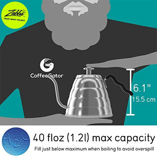 Alt view image 2 of 7 - Gooseneck Kettle with Thermometer - 34oz | Stainless Steel Pour Over Coffee Maker, Stove Top, w/Precision Drip Spout, for Drip , French Press, Tea Kettle, 4 Cup, 1L