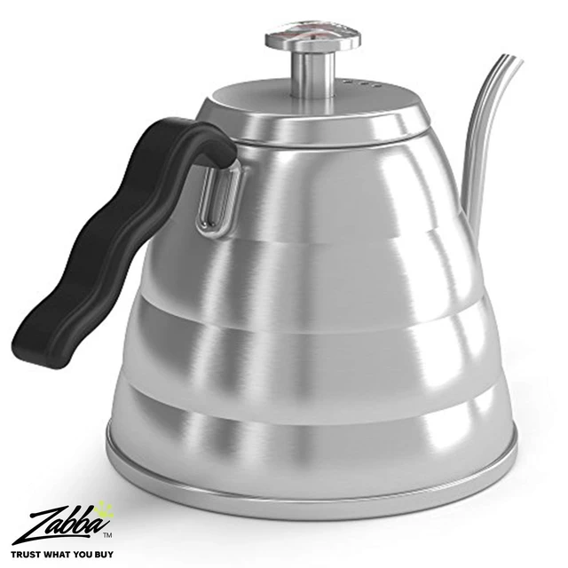 Alt view image 6 of 7 - Gooseneck Kettle with Thermometer - 34oz | Stainless Steel Pour Over Coffee Maker, Stove Top, w/Precision Drip Spout, for Drip , French Press, Tea Kettle, 4 Cup, 1L