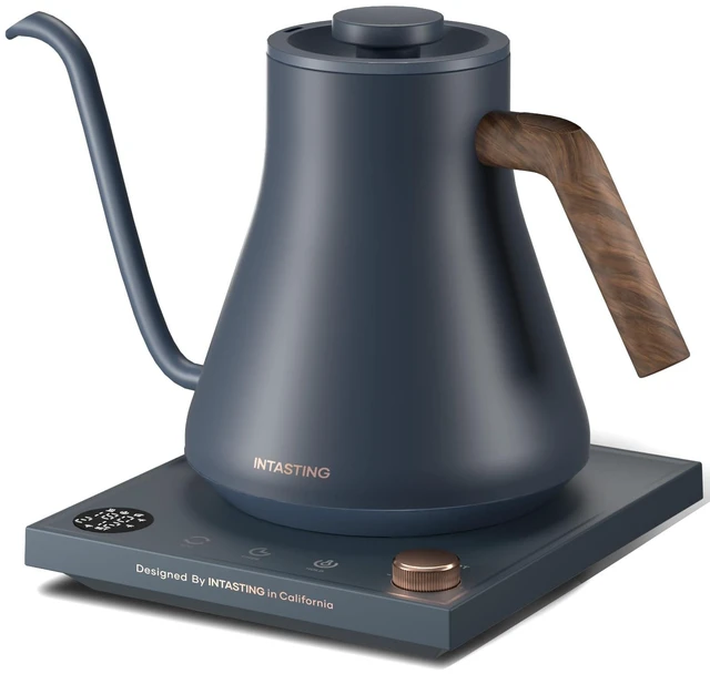 Main image of Electric Kettles, Gooseneck Electric Kettle, ±1 Temperature Control, Stainless Steel Inner, Quick Heating, for Pour Over Coffee, Brew Tea, Boil Hot Water, 0.9L (Navy Blue)