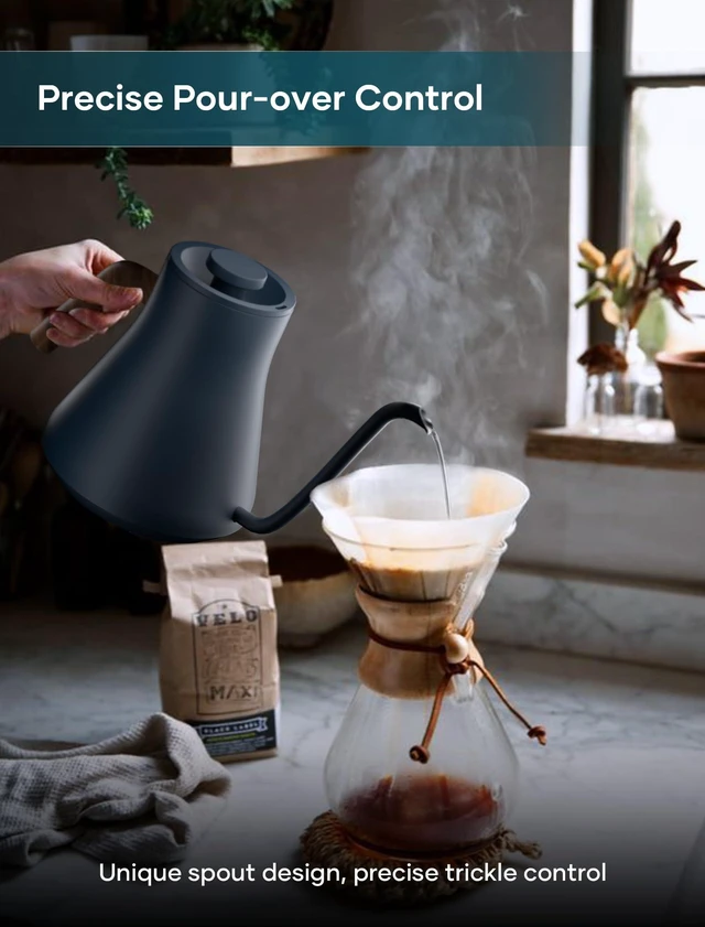 Alt view image 7 of 7 - Electric Kettles, Gooseneck Electric Kettle, ±1 Temperature Control, Stainless Steel Inner, Quick Heating, for Pour Over Coffee, Brew Tea, Boil Hot Water, 0.9L (Navy Blue)