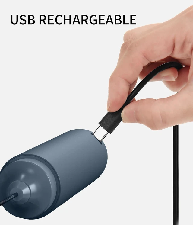 Alt view image 7 of 7 - Rechargeable Milk Frother Handheld, Dual Ring Electric Coffee Frother, Portable Hand Frother Wand Drink Mixer for Matcha Lattes Cappuccino, Kitchen Gifts, Blue