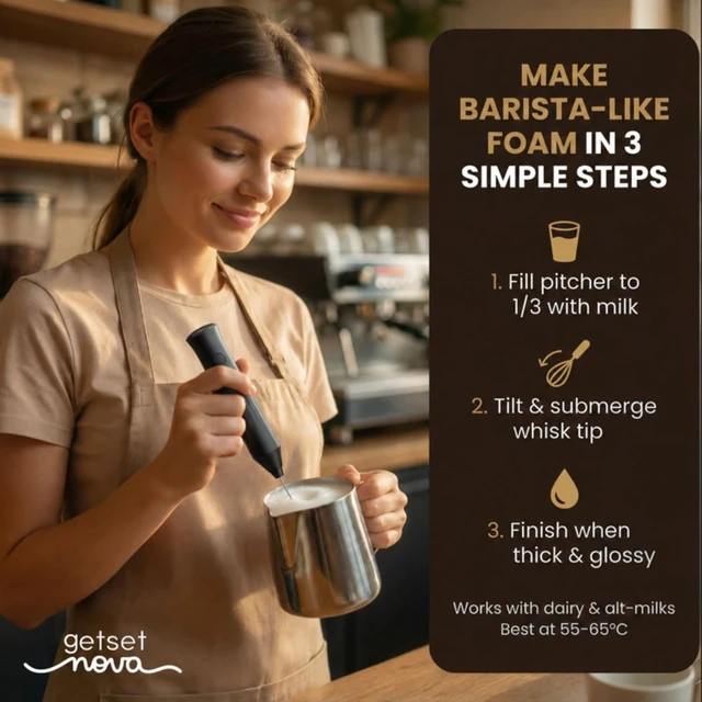 Alt view image 4 of 5 - Handheld Electric Coffee Frother with Dual Spring Whisk | Foam Maker for Latte, Cappuccino, Matcha & Hot Chocolate | 3 Speed Modes |USB Charging
