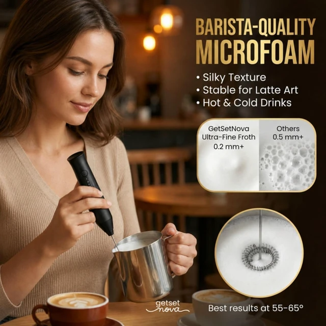 Alt view image 5 of 5 - Handheld Electric Coffee Frother with Dual Spring Whisk | Foam Maker for Latte, Cappuccino, Matcha & Hot Chocolate | 3 Speed Modes |USB Charging