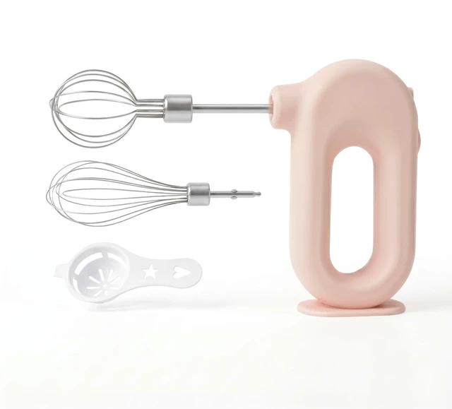 Main image of Colorful Mini Cordless Hand Mixer, Self-Standing USB Rechargeable Handheld Egg Beater with 4 Speeds & 2 Whisks, Lightweight Portable Electric Whisk for Kitchen Baking and Cooking(Pink)
