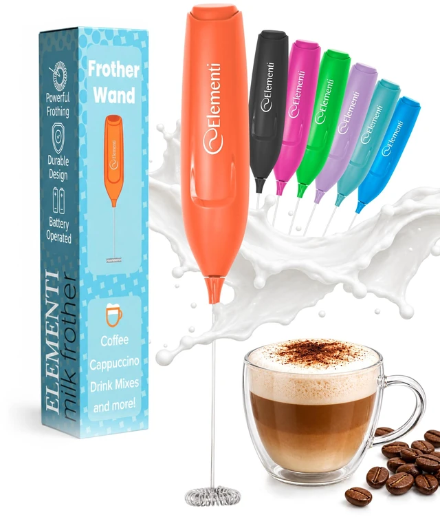 Main image of Powerful Frother Wand Lightweight Milk Frother & Drink Mixer Handheld, Matcha Whisk for Dreamy Lattes, Powerful Coffee Mixer Wand & Stirrer - Make Creamy Cappuccinos at Home (Orange)