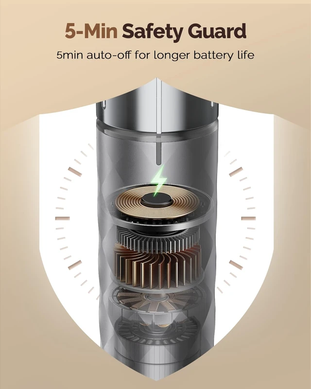 Alt view image 7 of 7 - LunaFro 2.0 Rechargeable Milk Frother, Stepless Speed Control | 1200mAh lithium battery Frother Handheld, IPX4, Stand & 2 Detachable Whisk for Lattes, Cappuccino, Matcha & Protein powder