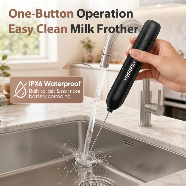 Alt view image 6 of 7 - Rechargeable Milk Frother Handheld-2000mAh Battery | Frother Wand with Dual Detachable Whisk Heads, 2 Speeds, IPX6 Waterproof Drink Mixer & Stand for Latte, Cappuccino, Matcha