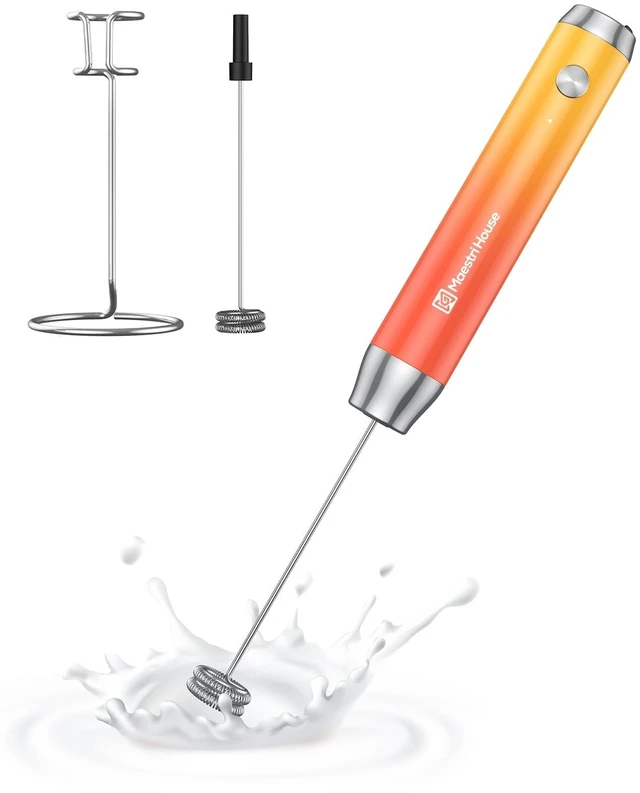 Main image of LunaFro Rechargeable Milk Frother,Stand & 2 Detachable Whisks | 8000RPM Turbo Motor, 1200mAh lithium battery, Handheld Milk Frother for Lattes, Cappuccino, Matcha & Powdered Supplements