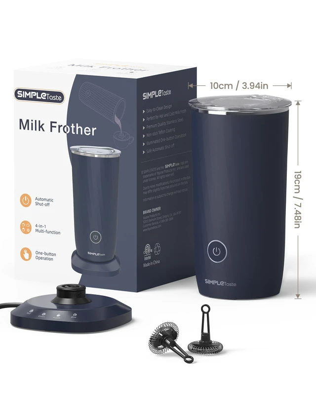 Alt view image 7 of 7 - Milk Frother, 4-in-1 Electric Automatic Milk Steamer, Dark Blue | Warm and Cold Foam Maker and Milk Warmer for Latte, Cappuccino, Macchiato, Hot Chocolate