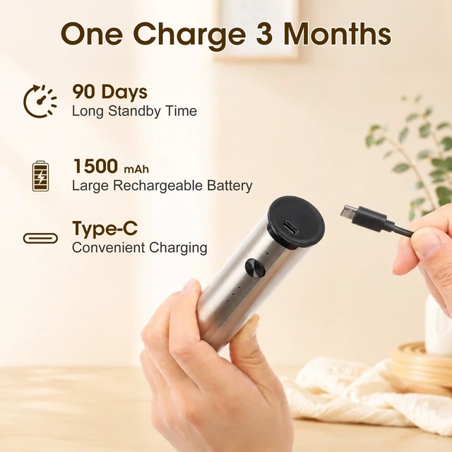 Alt view image 4 of 7 - Milk Frother Handheld, Electric Milk Foamer with 2 Whisks & 3 Speeds, USB-C Rechargeable Stainless Steel Drink Mixer, Mini Egg Beater for Latte Cappuccino Matcha Hot Chocolate Protein Shake, Silver