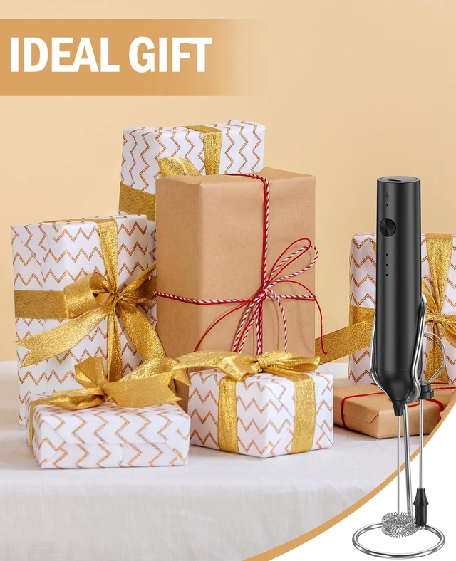 Alt view image 7 of 7 - Rechargeable Milk Frother Handheld, hand mixer, Coffee Frother Handheld | Electric Frother Whisk with 3 Speeds, Portable Hand Drink Mixer with 2 Heads for Coffee, Lattes, Cappuccino, Eggs (Black)