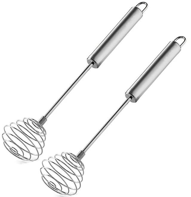 Main image of Stainless Steel Spring Coil Whisk Set 2 Pack, Wire Whip Egg Beater, Kitchen Cookware Hand Mixer For Cooking, Mixing, Blending, Beating, Stirring, 8.7Inch