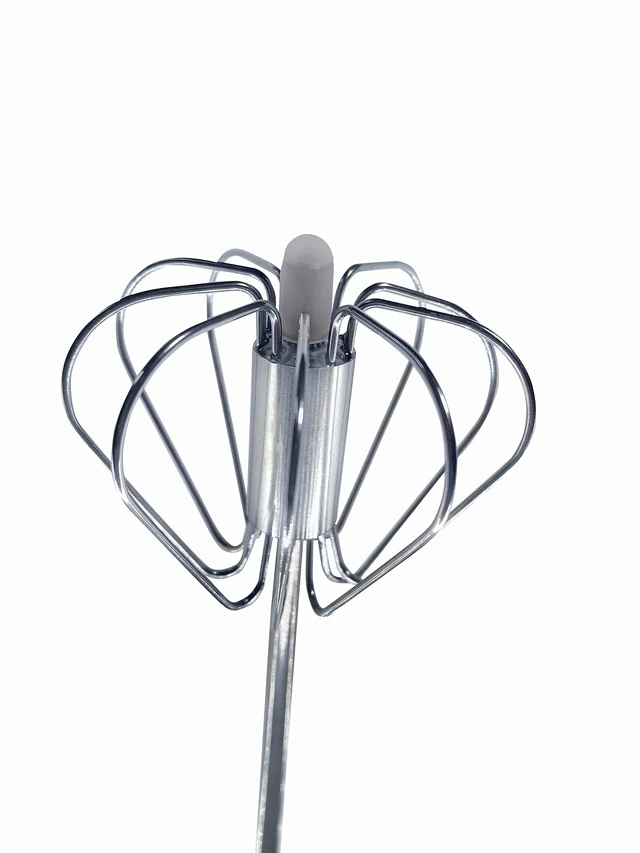 Alt view image 3 of 4 - Stainless Steel Push Whisk - Easy to Use Manual Hand Mixer & Plunger Whisk - Make Froth, Foam & Whipped Cream - Semi Auto Egg Beater Plastic Tip Wont Scratch Pans (2 Pack 10in & 12in) STEEL