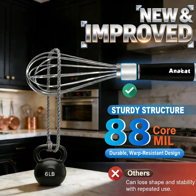 Alt view image 5 of 7 - 3 Packs Stainless Steel Whisk Set - Balloon Whisk, Thick Stainless Steel Wire Strong Handles, Egg Beater for Cooking, Blending, Whisking, Beating and Stirring (9"+11"+12")