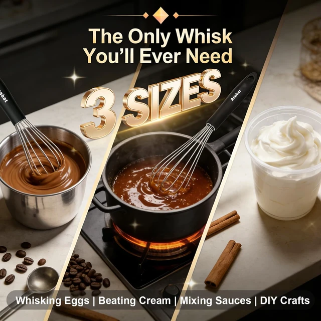Alt view image 6 of 7 - 3 Packs Stainless Steel Whisk Set - Balloon Whisk, Thick Stainless Steel Wire Strong Handles, Egg Beater for Cooking, Blending, Whisking, Beating and Stirring (9"+11"+12")