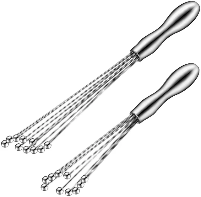 Main image of 2 Pcs Ball Whisks for Cooking Stainless Steel, 10,12 Inch | Egg Beater with Ergonomic Handle, Blending and Stirring Sauces Whisk Tool, Manual Mixer Cooking Whisk for Baking, Stirring