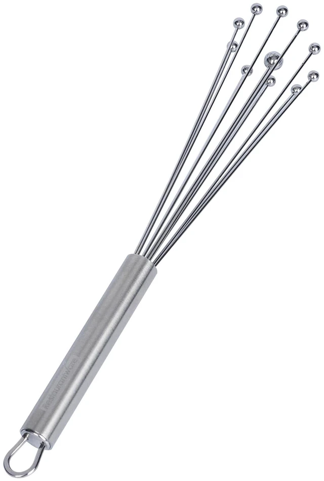 Alt view image 2 of 7 - 10.5 in Stainless Steel Ball Whisk - German Standard Egg Beater with Ergonomic Handle, Dishwasher Safe - Manual Mixer Cooking Whisk for Baking, Stirring, Sauces, Beating
