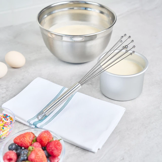 Alt view image 4 of 7 - 10.5 in Stainless Steel Ball Whisk - German Standard Egg Beater with Ergonomic Handle, Dishwasher Safe - Manual Mixer Cooking Whisk for Baking, Stirring, Sauces, Beating