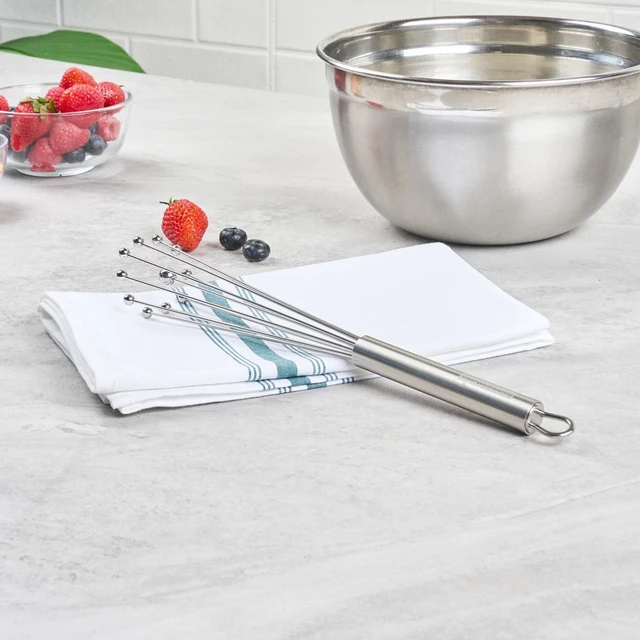 Alt view image 6 of 7 - 10.5 in Stainless Steel Ball Whisk - German Standard Egg Beater with Ergonomic Handle, Dishwasher Safe - Manual Mixer Cooking Whisk for Baking, Stirring, Sauces, Beating