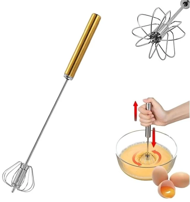 Main image of 12inch Stainless Steel Semi-Automatic Whisk Hand Push Rotary Whisk Blender Egg Beater Hand Push Mixer Stirrer Egg Scrambler for Blending, Whisking, Frothing, Beating & Stirring