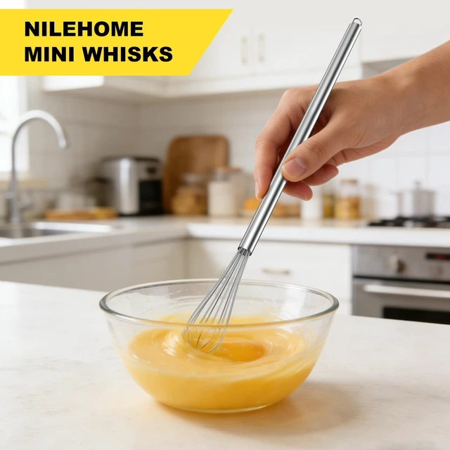 Alt view image 4 of 7 - Mini Whisks Stainless Steel Whisk Set 11"Kitchen Small Wisk | Food-grade Stainless Steel,Dishwasher safe,Long Handle,Easy to Clean and Store