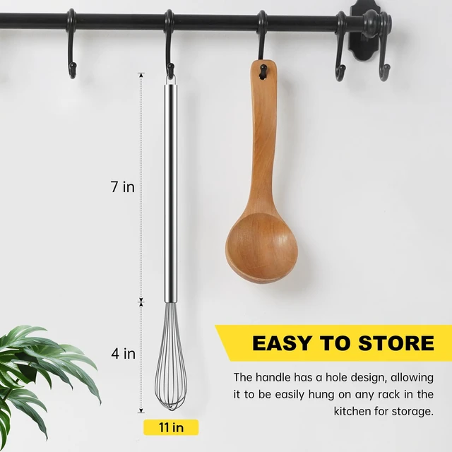 Alt view image 2 of 7 - Mini Whisks Stainless Steel Whisk Set 11"Kitchen Small Wisk | Food-grade Stainless Steel,Dishwasher safe,Long Handle,Easy to Clean and Store