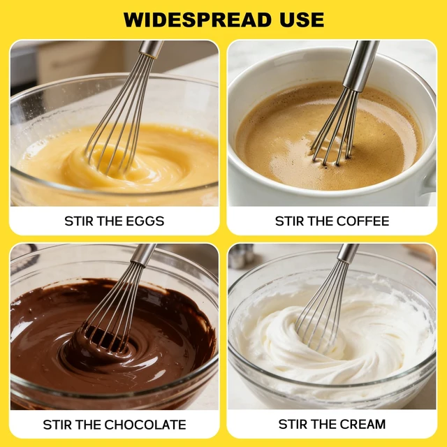 Alt view image 6 of 7 - Mini Whisks Stainless Steel Whisk Set 11"Kitchen Small Wisk | Food-grade Stainless Steel,Dishwasher safe,Long Handle,Easy to Clean and Store