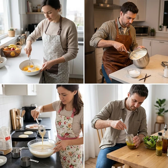 Alt view image 6 of 7 - 4Pcs Stainless Steel Egg Beater, 8 inches Mini Egg Whisk | Spring Coil Whisk, Handheld Milk Frother Foamer, Sauce Stirrer Blender, Coffee Mixer