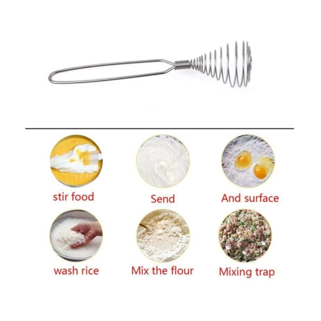 Alt view image 7 of 7 - Mini French Spring Whisk, 7.56 Inch Silver Stainless Steel Spring Coil Whisk, Hand Eggbeater Egg Mixer Whisk Blender Stirring Beater