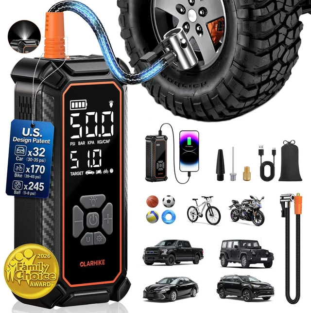 Main image of Tire Inflator Portable Air Compressor,3X Fast Inflation, 4*3000mAh | Powerful Battery, Cordless air pump for Car Tires, Off-road Vehicle, Pickups, SUVs, Digital Pressure Gauge/Auto Shuttoff