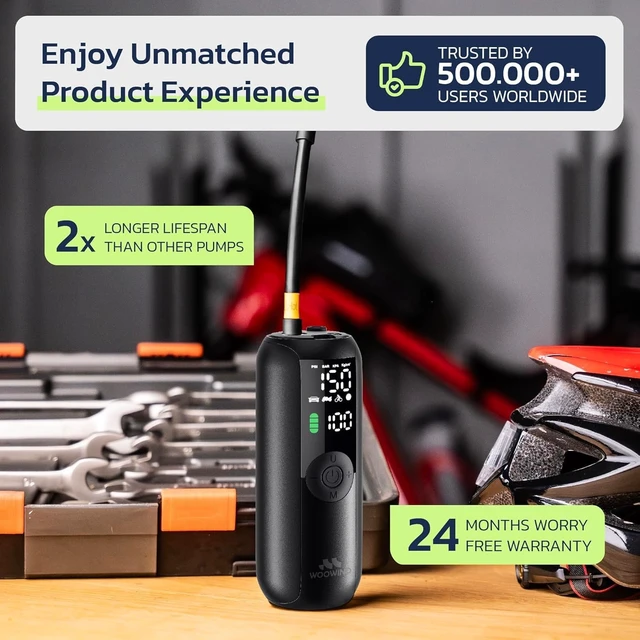Alt view image 2 of 7 - Bike Pump Portable Air Compressor for Cars & Bikes, 150 PSI | Tire Inflator For Car, 1 Minute Inflation, Air Pump For Car Tires, Auto Shut-Off, Digital Pressure Gauge