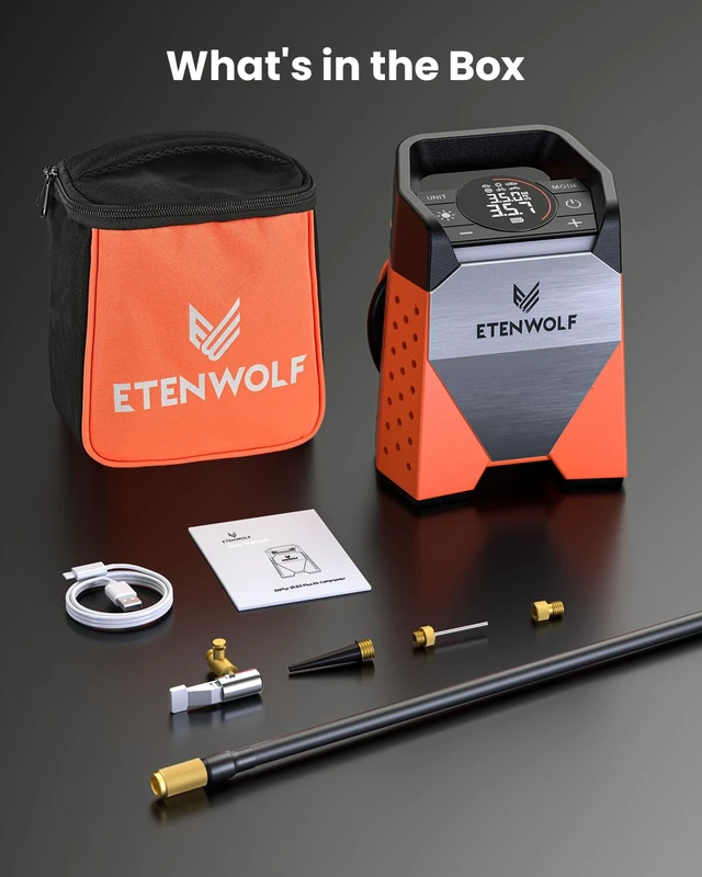 Alt view image 6 of 6 - ZEPHYR S3 Tire Inflator Portable Air Compressor | Fast Inflation and 100% Duty Cycle, 160 PSI Air Pump for Cars, SUVs, Bikes, Balls with LED & Digital Pressure Gauge, Orange