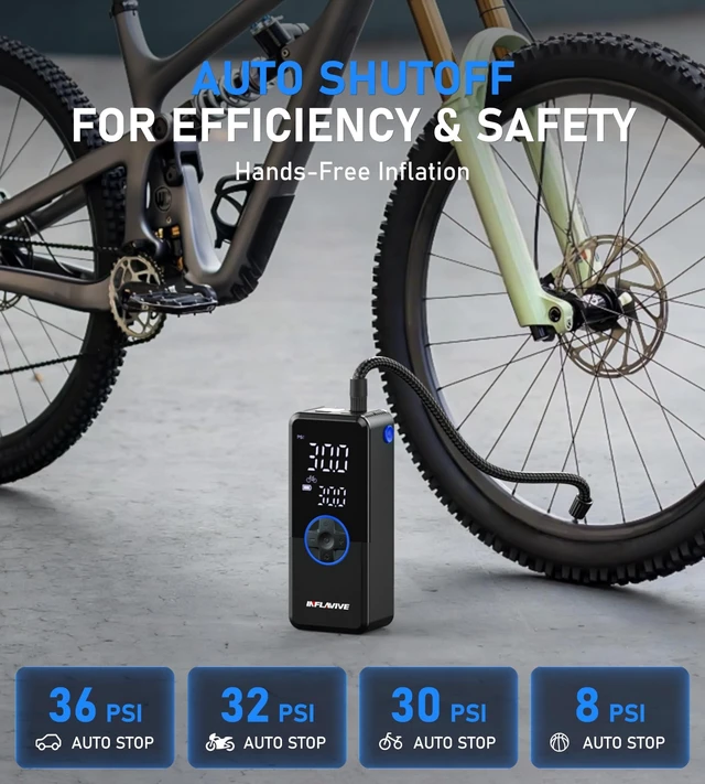 Alt view image 3 of 7 - Tire Portable Air Compressor,3X Faster Inflation Cordless Tire Air Pump with Digital Gauge,Auto Shut-Off,LED Light,Electric Air Pump for Car Tires,SUV, Motorcycle, Bike