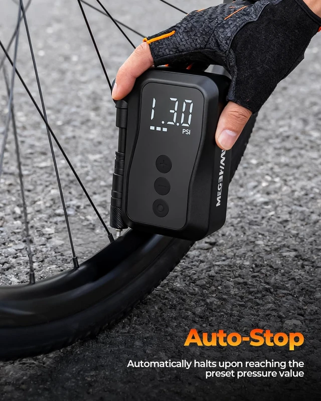 Alt view image 7 of 7 - Mini Bike Pump, 25s Fast Inflate Mini Bike Tire Pump with Gauge, 150PSI Portable Bike Pump with Presta and Schrader Valve for City Bike, Road Bike, Mountain Bike, Motorcycle