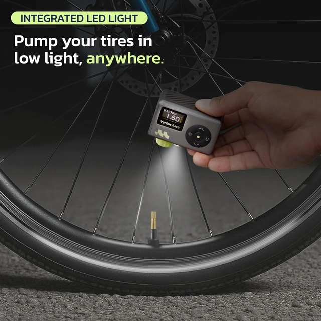 Alt view image 7 of 7 - Mini Bike Pump, 25s Fast, Presta Schrader, Road & MTB, 120 PSI | Digital Gauge, Bike Pump with Auto Stop, Bike Tire Inflator with Schrader/Presta/Dunlop Valve, Road Bikes, City Bikes And MTB