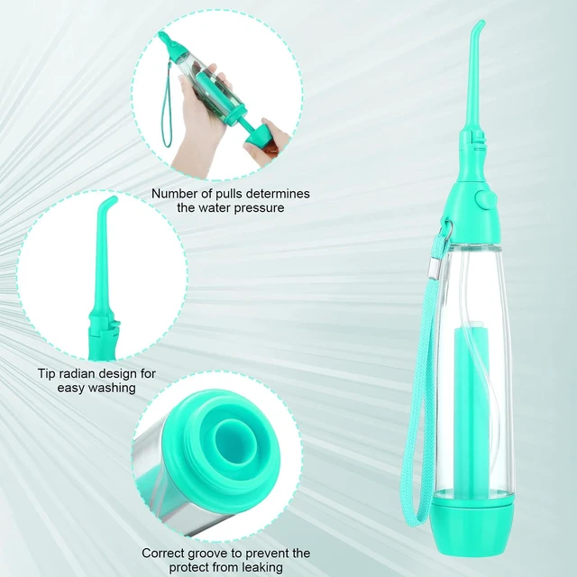 Alt view image 3 of 7 - Water Dental Flosser for Teeth, NonElectric Oral Irrigator, Olive Green