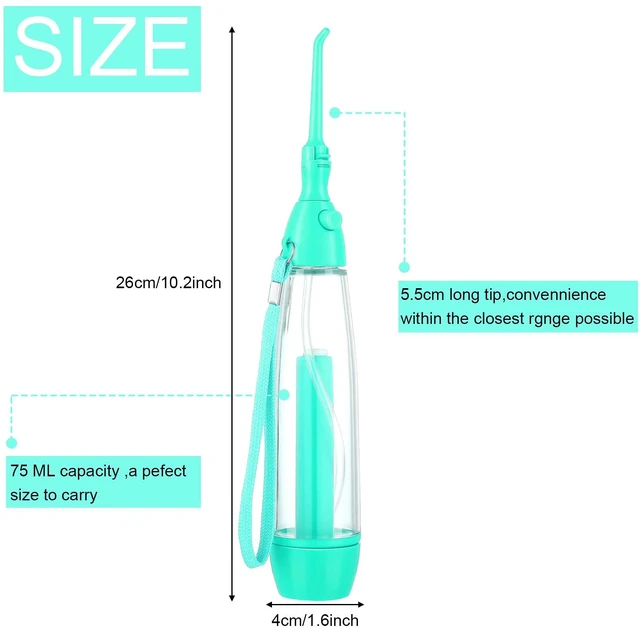 Alt view image 2 of 7 - Water Dental Flosser for Teeth, NonElectric Oral Irrigator, Olive Green