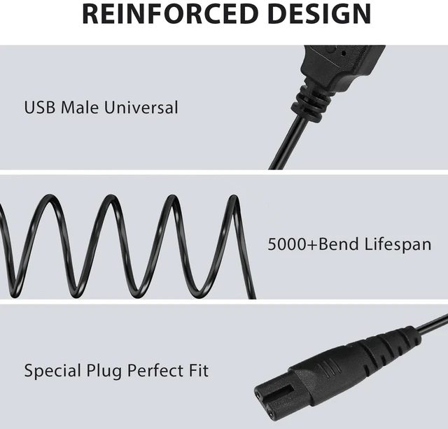 Alt view image 5 of 7 - for COSLUS Water Flosser Charger, Replacement Power Cord for Aquasonic, Nicwell, Nicefeel, Hangsun, MOSPRO, Oralfree, Tovendor, Initio, McNaval, Zerhunt and Cremax Oral Irrigator Water Flosser, Black