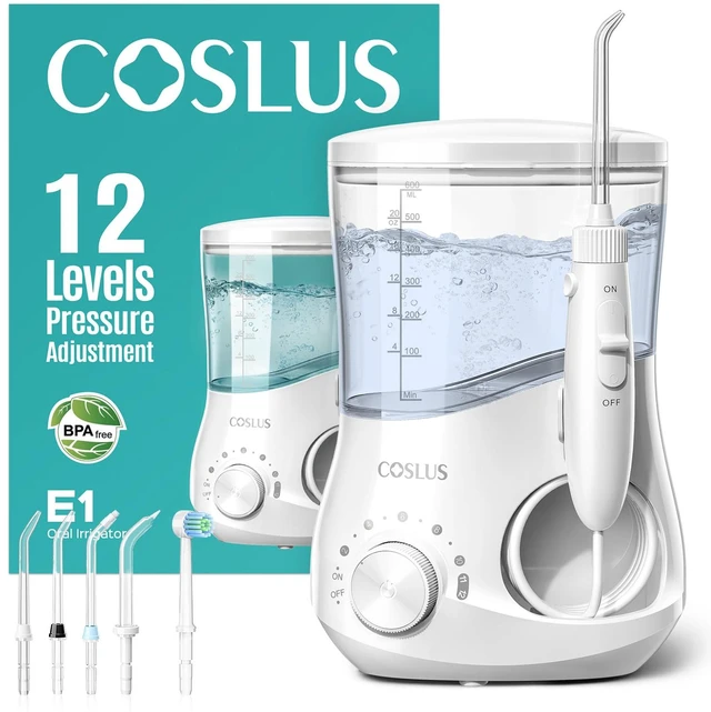 Main image of E1 Electric Water Dental Pick Flosser, 12 Pressure Settings, White | Professional Water Dental flosser for Braces, Orthodontic Care, Sensitive Gums, 5 Multi-Functional Tips for Family Use