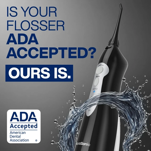 Alt view image 7 of 7 - Aqua Flosser Water Flosser, ADA Accepted, Black | Clinically Studied, Cordless, 5 Jet Tips, 3 Modes, 360° Rotating Tips, Waterproof, Rechargeable, Travel Bag, Braces Care