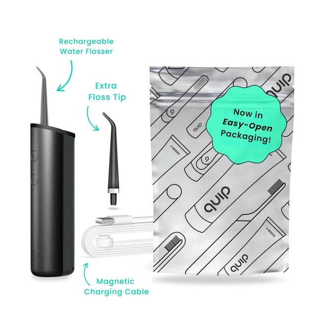 Alt view image 2 of 7 - Water Flosser with Replacement Tip, Cordless Dental Pick, All Black | Adjustable Pressure, Teeth Cleaner Pick with 360 Degree Rotating Replaceable Tip, Rechargeable Water Dental Pick
