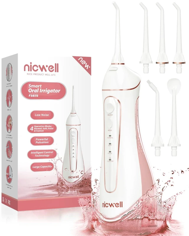 Main image of Water Dental Flosser Cordless for Teeth - 4 Modes Dental Oral Irrigator, Portable and Rechargeable IPX7 Waterproof Powerful Battery Life Water Teeth Cleaner Picks for Home Travel