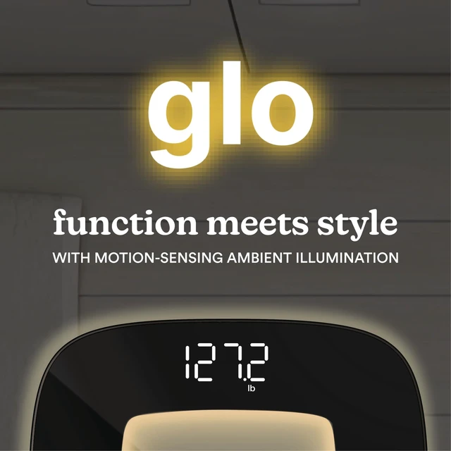 Alt view image 2 of 7 - Digital Bathroom Scale, Motion-Sensing Ambient Center Illumination | Sleek Tempered Glass, High-Precision Weight Measurement Up to 400 lbs, Sustainable Design, Black