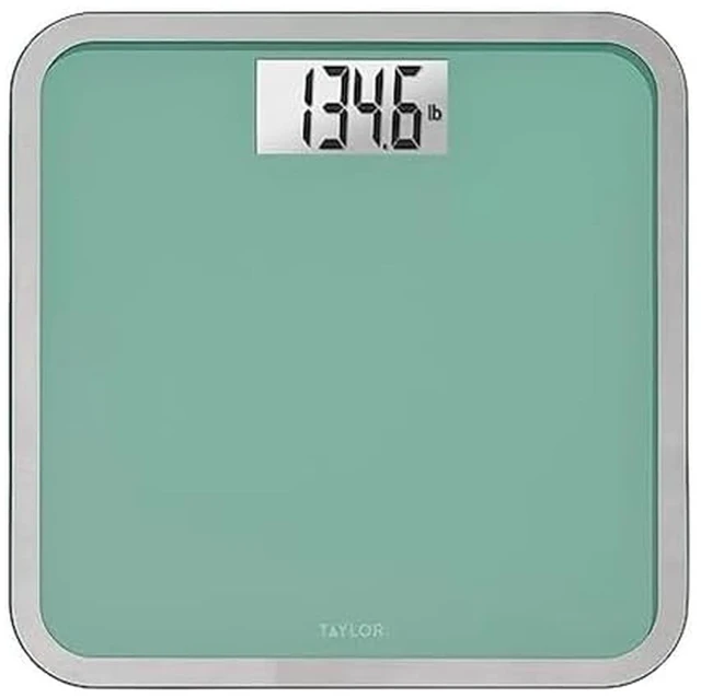 Main image of Digital Bathroom Scale with Seafoam Green Tempered Glass Platform | Tempered glass platform, easy-to-read digital display, backlit display, built to complement any décor